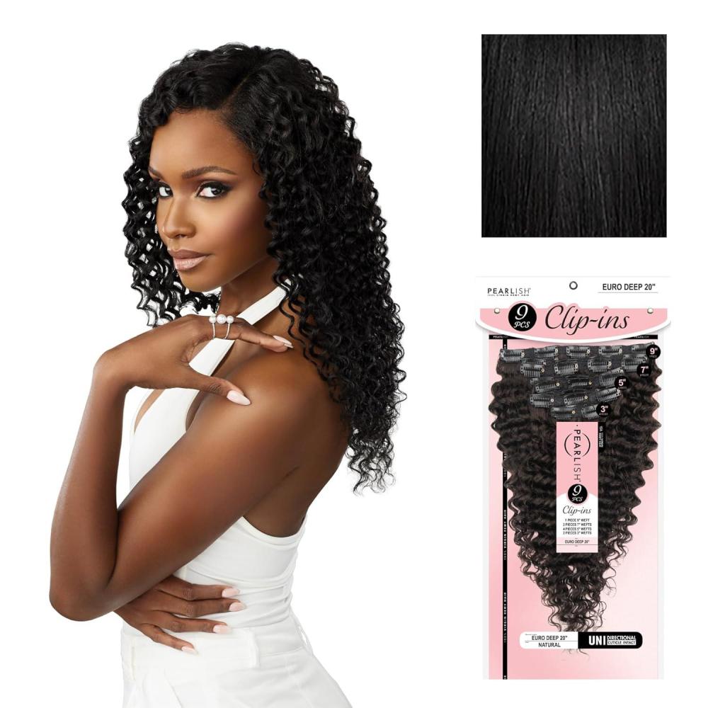 imageSensationnel Pearlish Clip In Euro Deep 20 Inch Pearl Conditioned 15A Remy Human Hair 9 Piece Pack Long Lasing and Easy to Use Extension NATURALNATURALBLACK