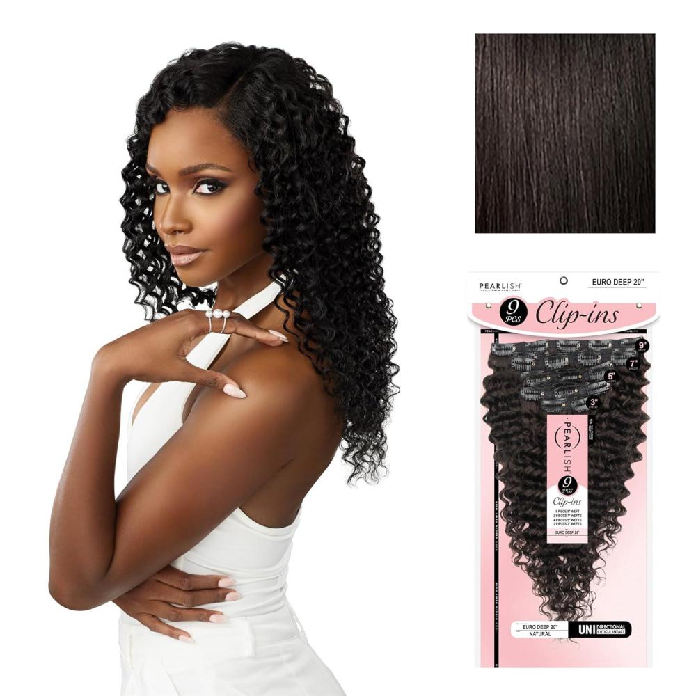 imageSensationnel Pearlish Clip In Euro Deep 20 Inch Pearl Conditioned 15A Remy Human Hair 9 Piece Pack Long Lasing and Easy to Use Extension NATURALNATURAL