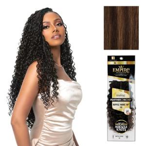 Sensationnel Empire Feather Crochet Braiding Hair – Ripple Wave Human Hair for Boho Braids and Miracle Knots Pre Separated 50 strands (10 inch, 1 JETBLACK)(S4/30)