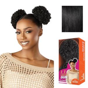 Sensationnel Lulu Bun Hairextensions – Space Buns Unit 2 Synthetic Quick and Easy Wear Hair with Natural Textures (1 JETBLACK)(1 JETBLACK)