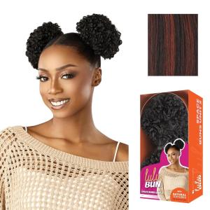 Sensationnel Lulu Bun Hairextensions – Space Buns Unit 2 Synthetic Quick and Easy Wear Hair with Natural Textures (1 JETBLACK)(F1B/350)
