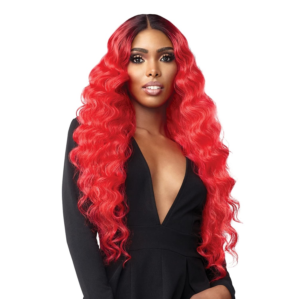 imageSensationnel Vice Lace Front Wigs Unit 5 5 Inch Deep Part Synthetic Preplucked Hairline T2REDT2RED