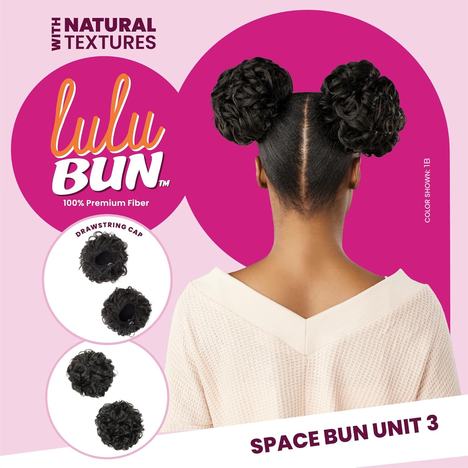 imageSensationnel Lulu Bun Hairextensions Space Buns Unit 3 Synthetic Quick and Easy Wear Hair with Natural Textures 1 JETBLACK1 JETBLACK