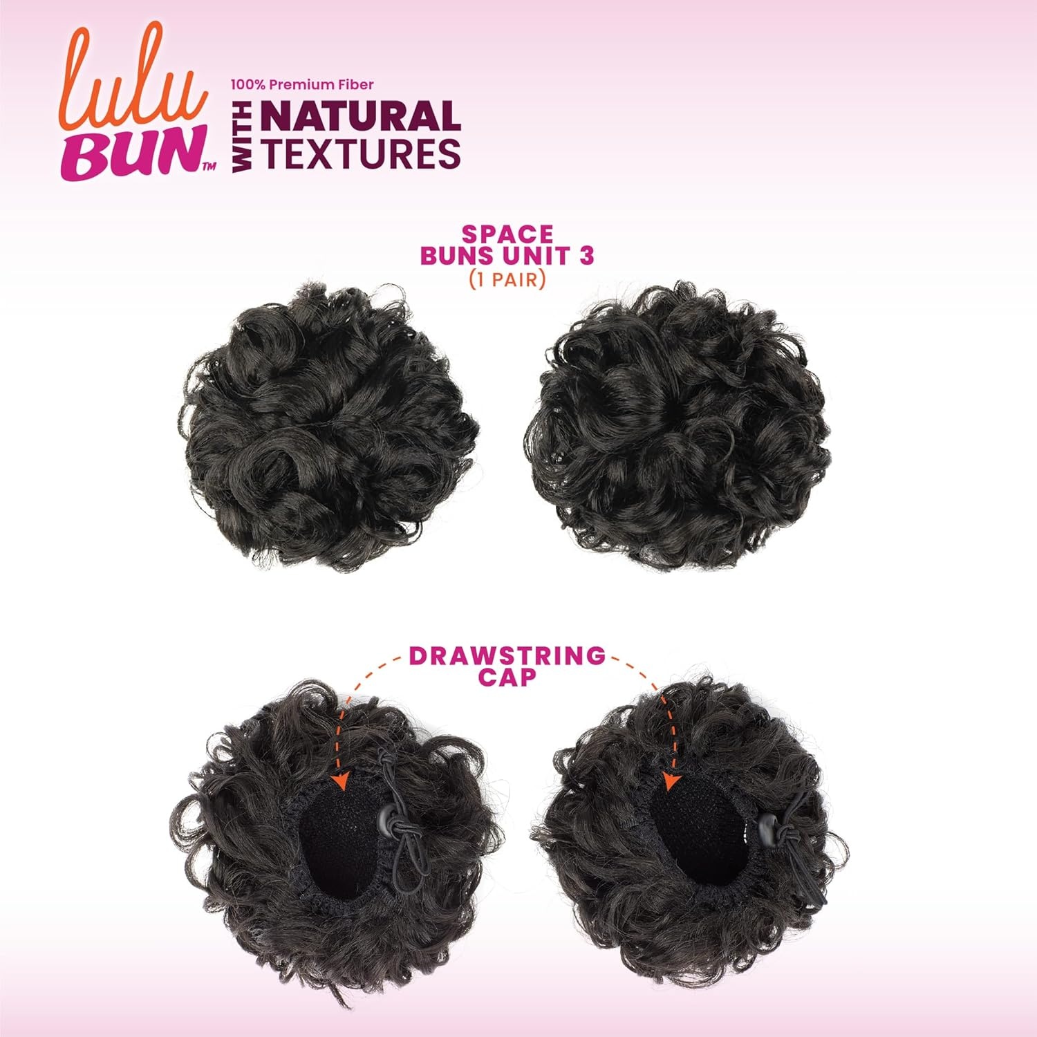 imageSensationnel Lulu Bun Hairextensions Space Buns Unit 3 Synthetic Quick and Easy Wear Hair with Natural Textures 1 JETBLACK1B OFFBLACK