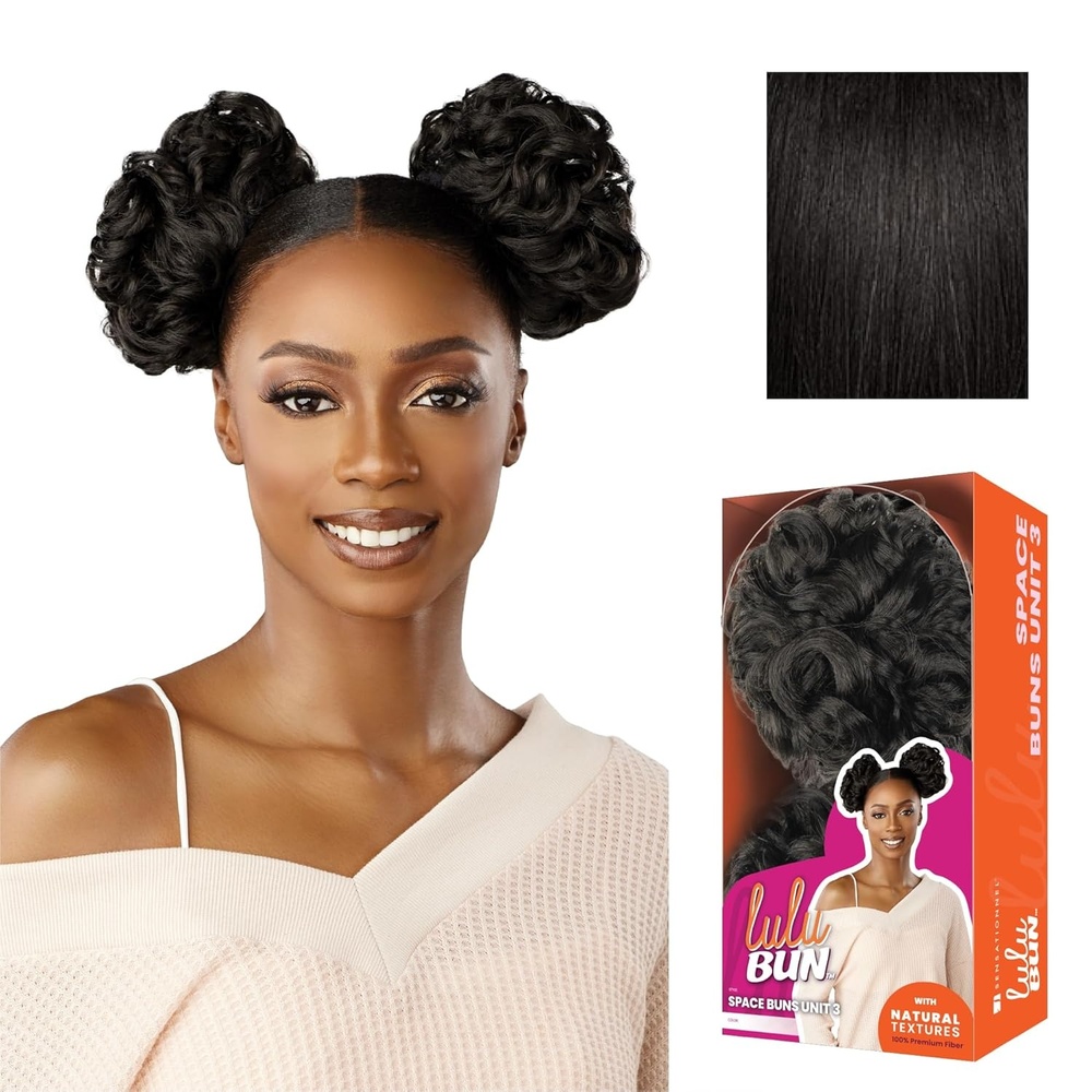 imageSensationnel Lulu Bun Hairextensions Space Buns Unit 3 Synthetic Quick and Easy Wear Hair with Natural Textures 1 JETBLACK1B OFFBLACK