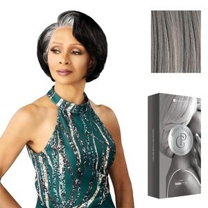 Sensationnel Platinum Glow 13X6 Wig – Maxine Lacefrontal Glueless Precut Human Hair Blend and Preplucked Hairline (1 JETBLACK)(SILVERSTORM)