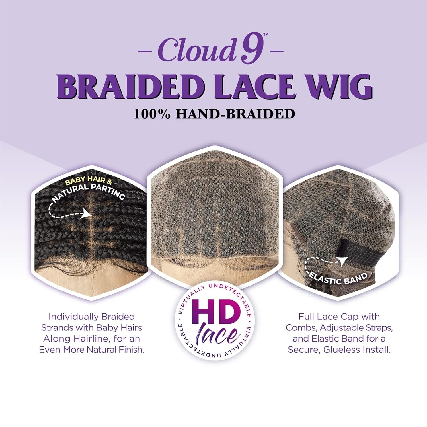 image:imageSensationnel Cloud9 Braided Wig Box Braid 36 Inch Hand Tied Swiss Lace Braided Wig With Large Parting Area 2 DARKBROWN2 DARKBROWN