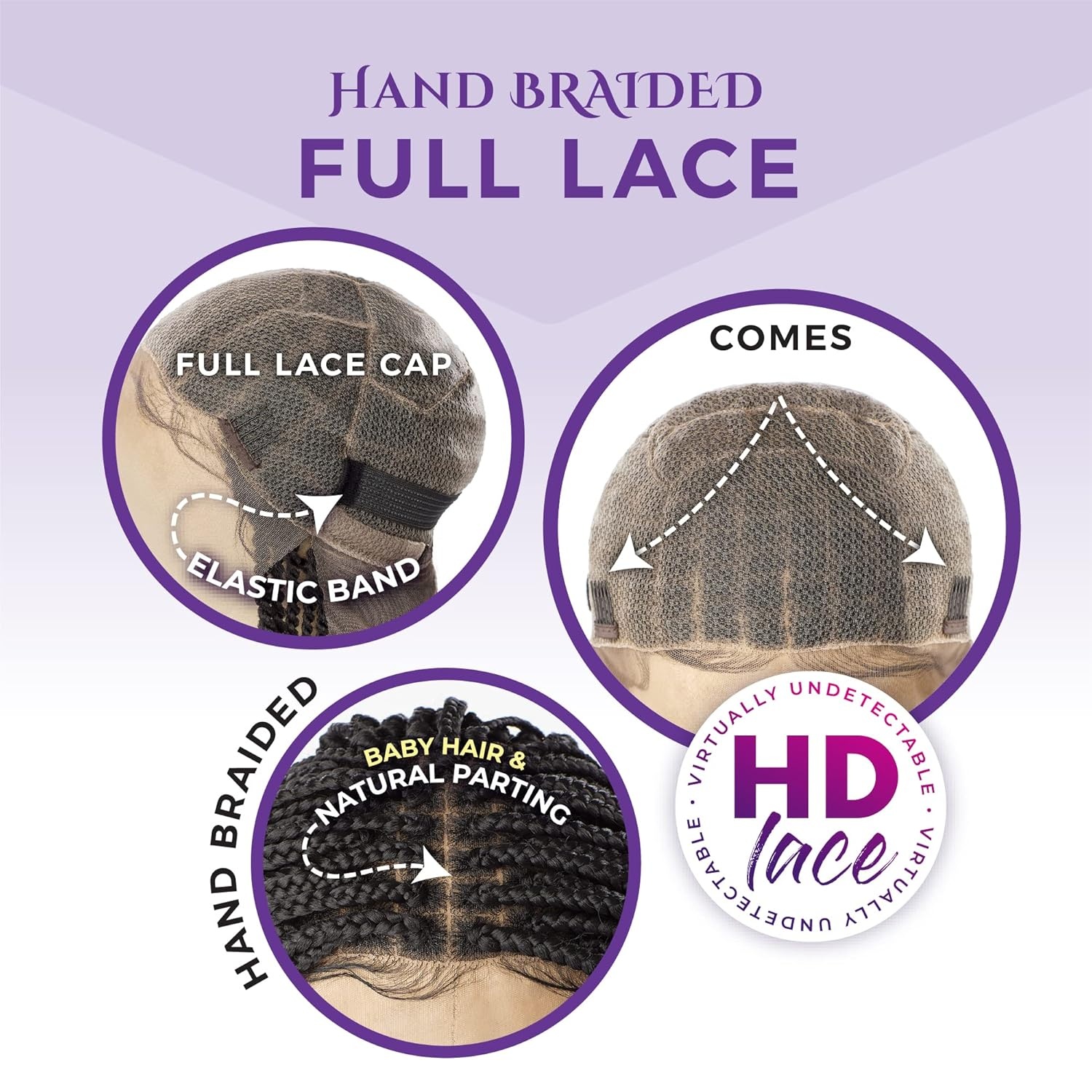 image:imageSensationnel Cloud9 Braided Wig Box Braid 36 Inch Hand Tied Swiss Lace Braided Wig With Large Parting Area 2 DARKBROWN2 DARKBROWN