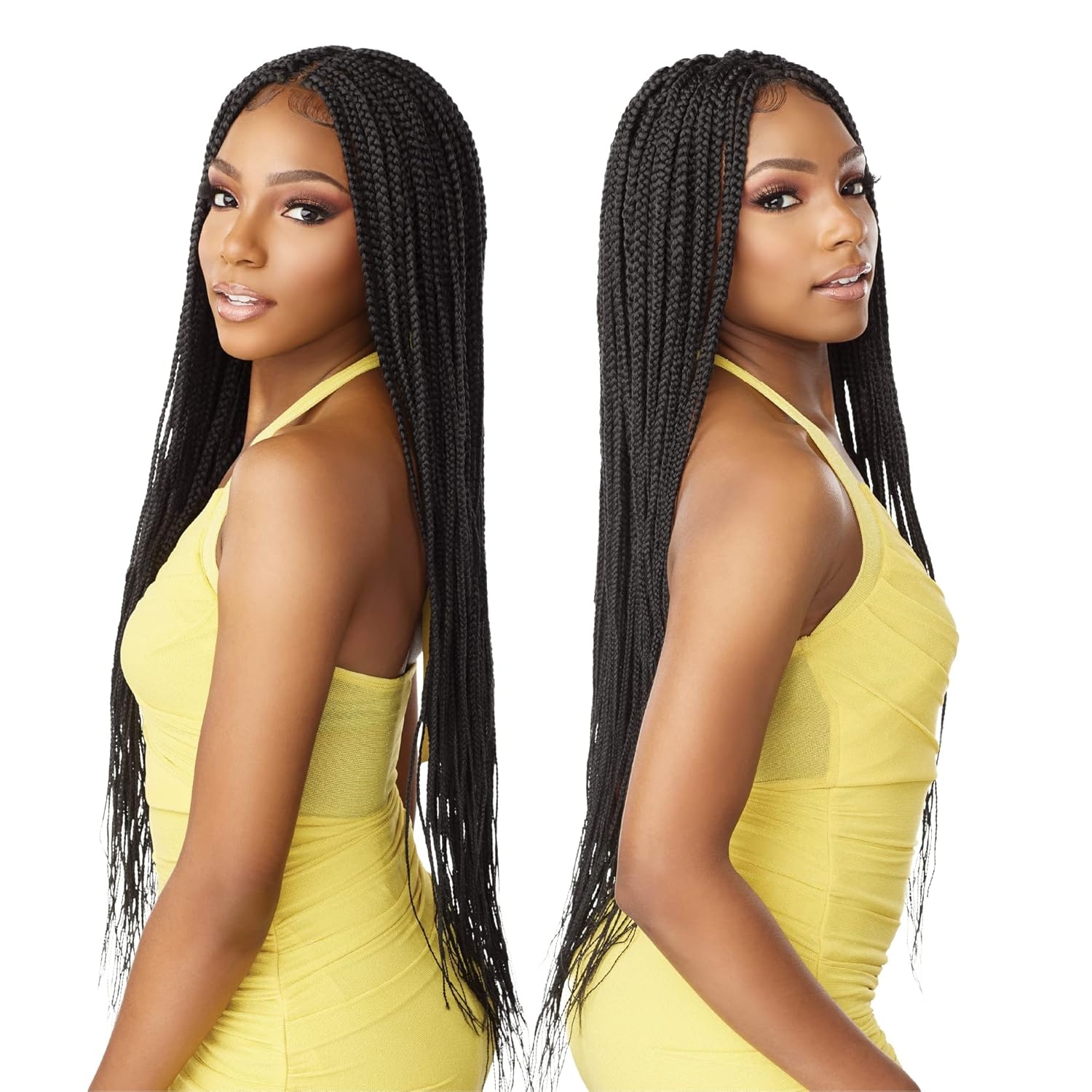 image:imageSensationnel Cloud9 Braided Wig Box Braid 36 Inch Hand Tied Swiss Lace Braided Wig With Large Parting Area 2 DARKBROWN2 DARKBROWN