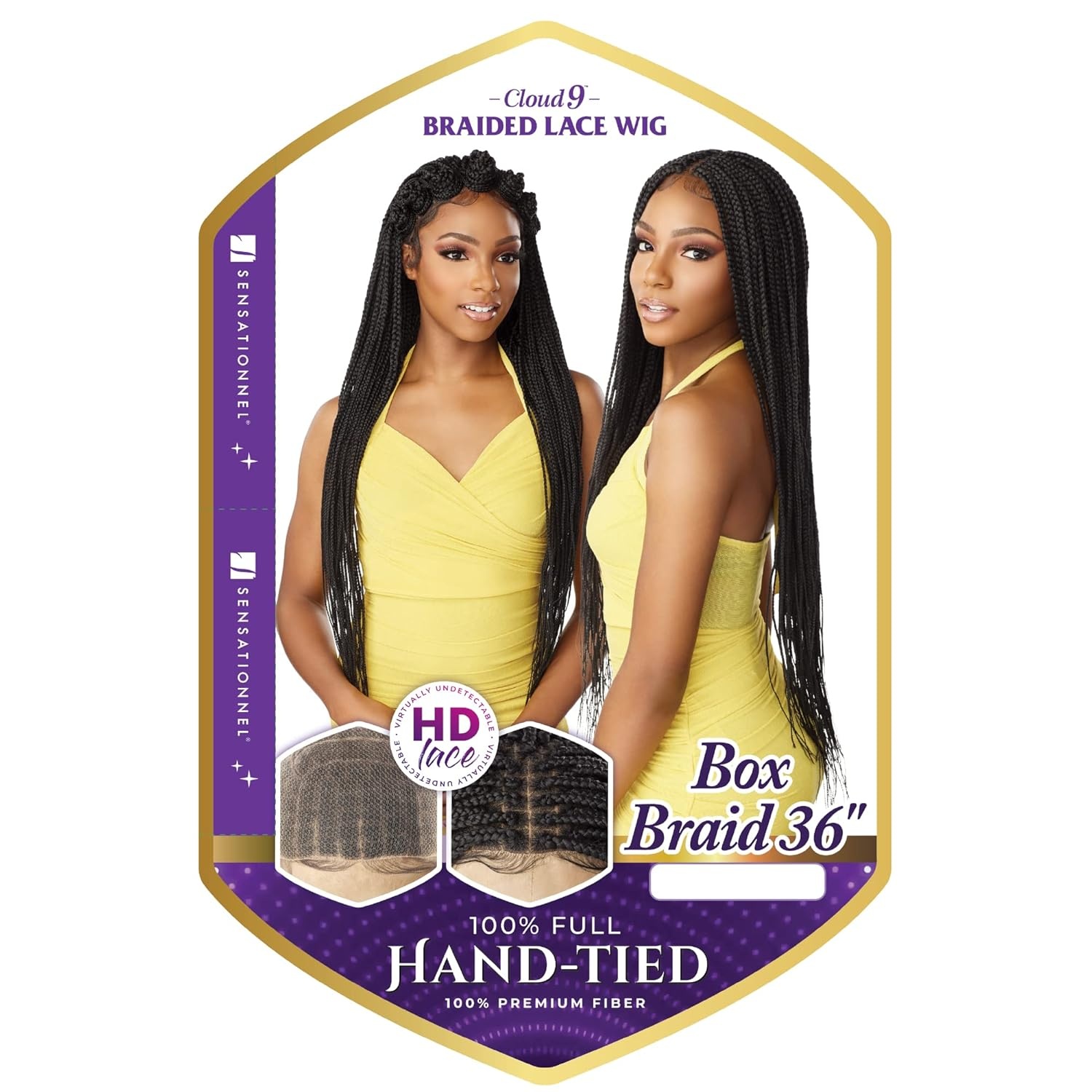 image:imageSensationnel Cloud9 Braided Wig Box Braid 36 Inch Hand Tied Swiss Lace Braided Wig With Large Parting Area 2 DARKBROWN2 DARKBROWN
