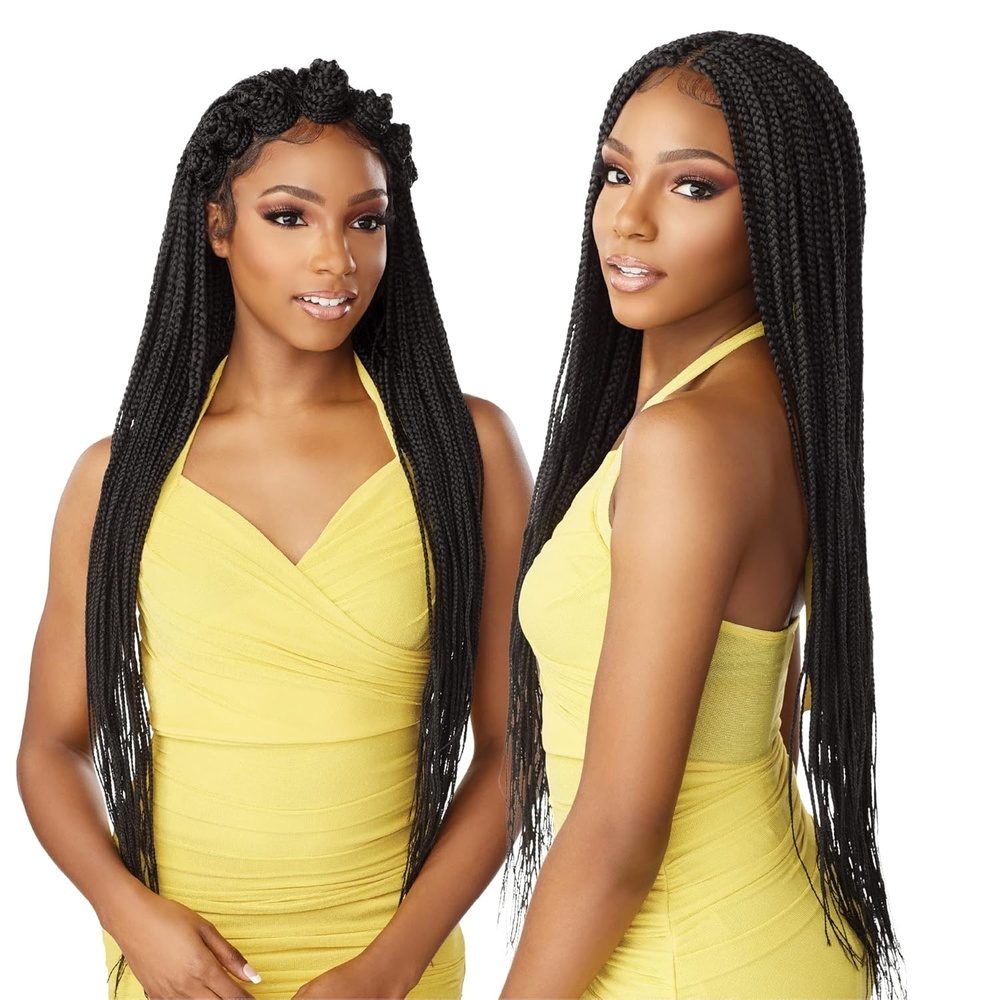 image:imageSensationnel Cloud9 Braided Wig Box Braid 36 Inch Hand Tied Swiss Lace Braided Wig With Large Parting Area 2 DARKBROWN2 DARKBROWN