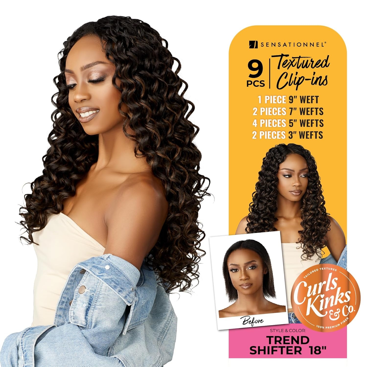 image:imageSensationnel Curls Kinksandco Clip in Trend Shifter 18 Inch 9 Piece Pack Easy to Use Clips for Natural 3c to 4c hair 1 JETBLACKTH227