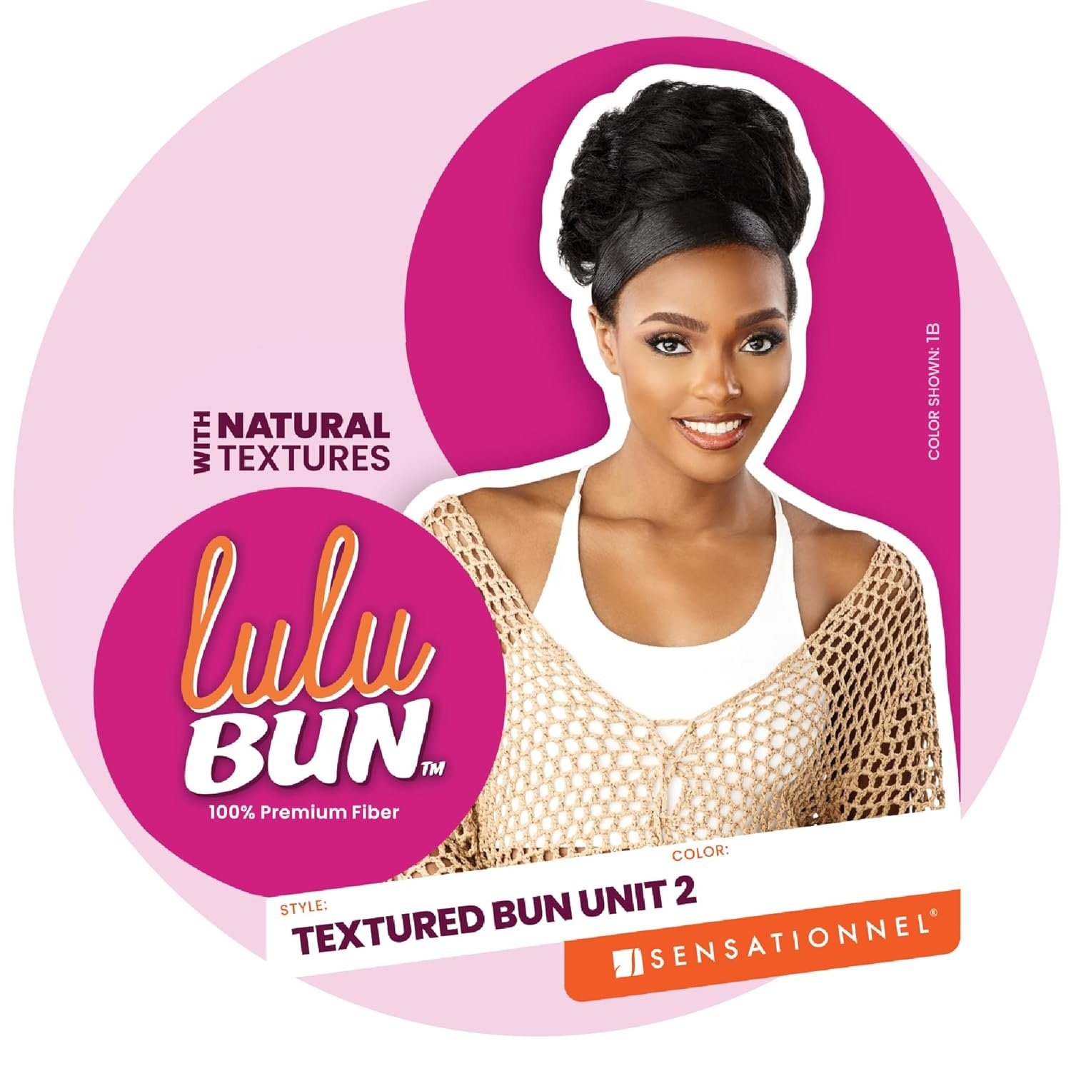 image:imageSensationnel Lulu Bun Hair Extensions Textured Bun Unit 2 Synthetic Quick and Easy Wear Hair with Natural Textures 1 JETBLACKF1B27