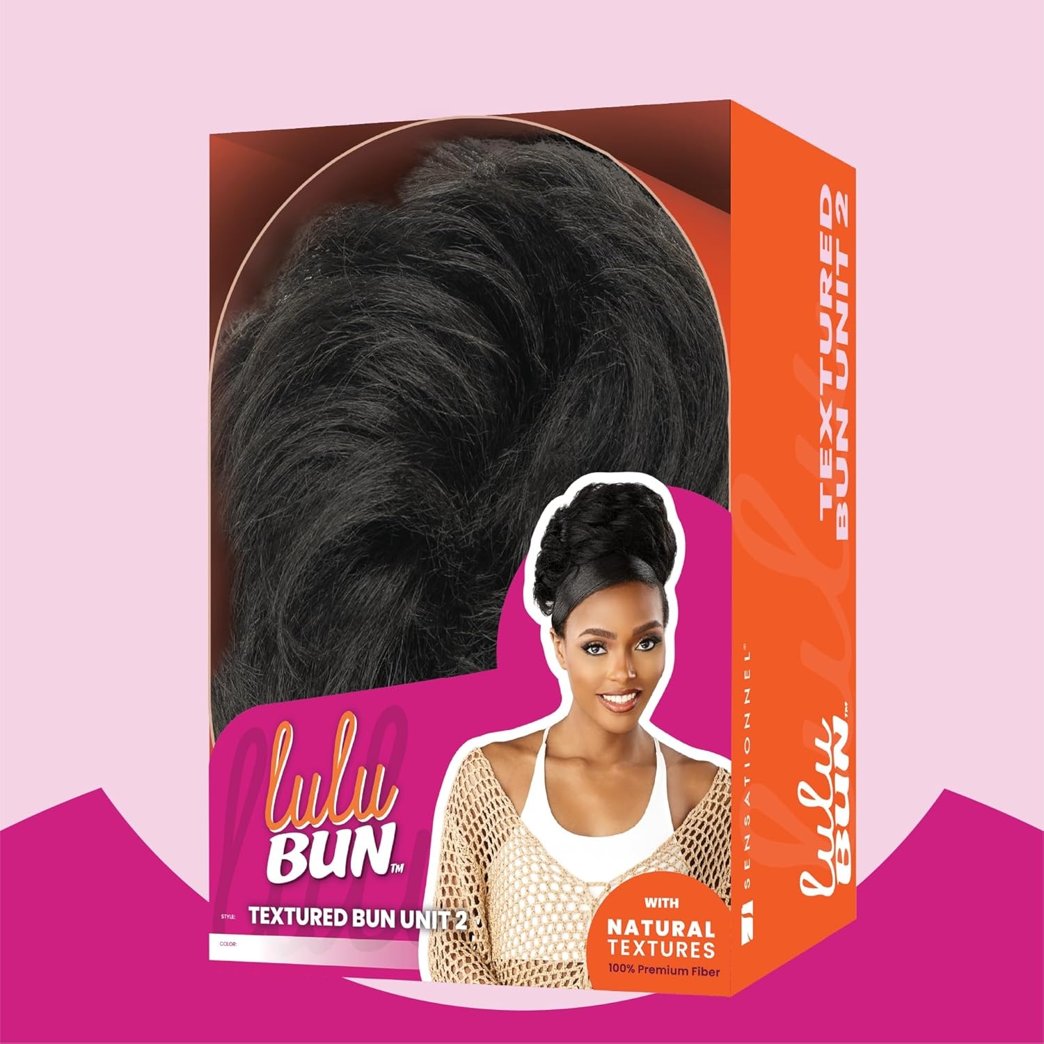 image:imageSensationnel Lulu Bun Hair Extensions Textured Bun Unit 2 Synthetic Quick and Easy Wear Hair with Natural Textures 1 JETBLACKM280