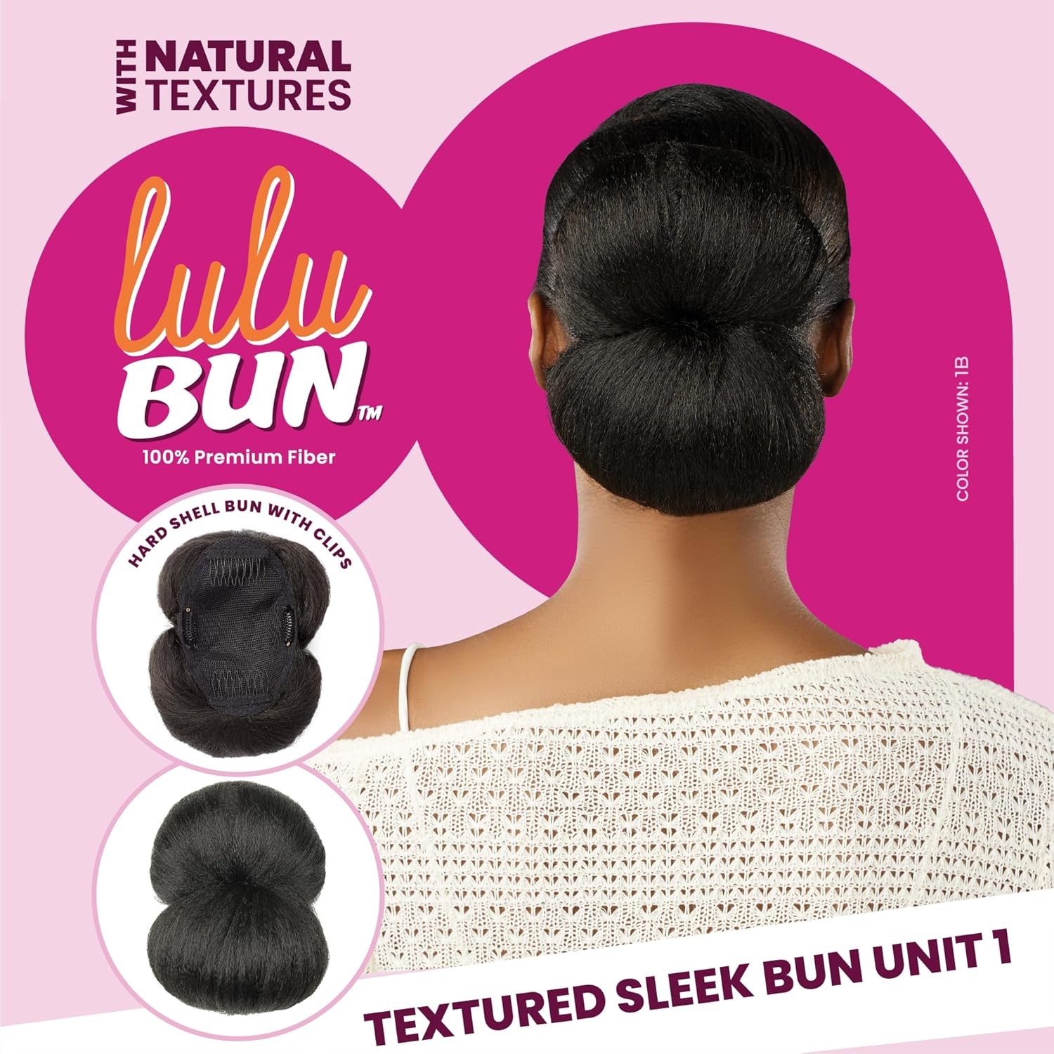 image:imageSensationnel Lulu Bun Hairextensions Sleek Bun Unit 1 Synthetic Quick and Easy Wear Hair with Natural Textures 1 JETBLACK2 DARKBROWN