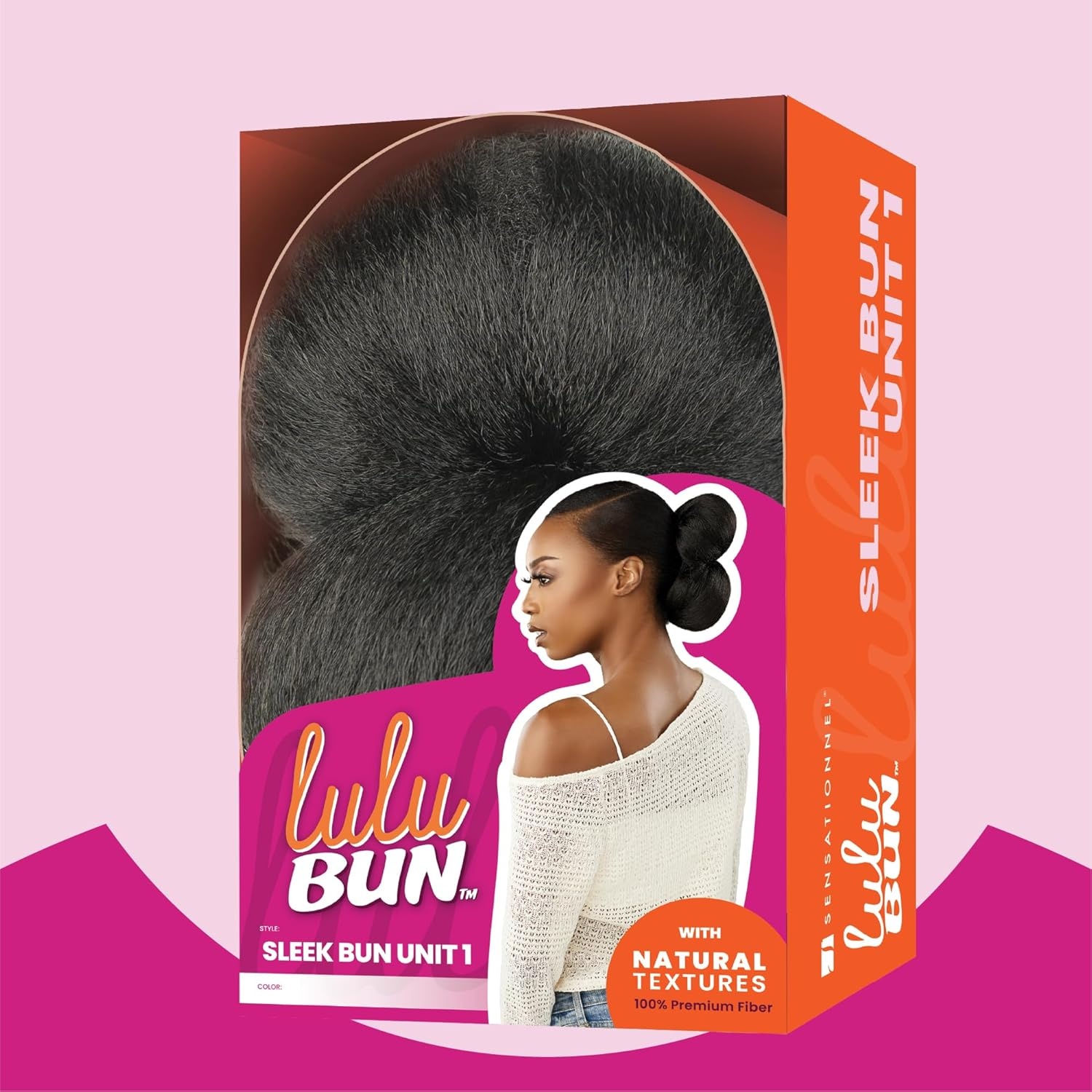 image:imageSensationnel Lulu Bun Hairextensions Sleek Bun Unit 1 Synthetic Quick and Easy Wear Hair with Natural Textures 1 JETBLACKF1B27