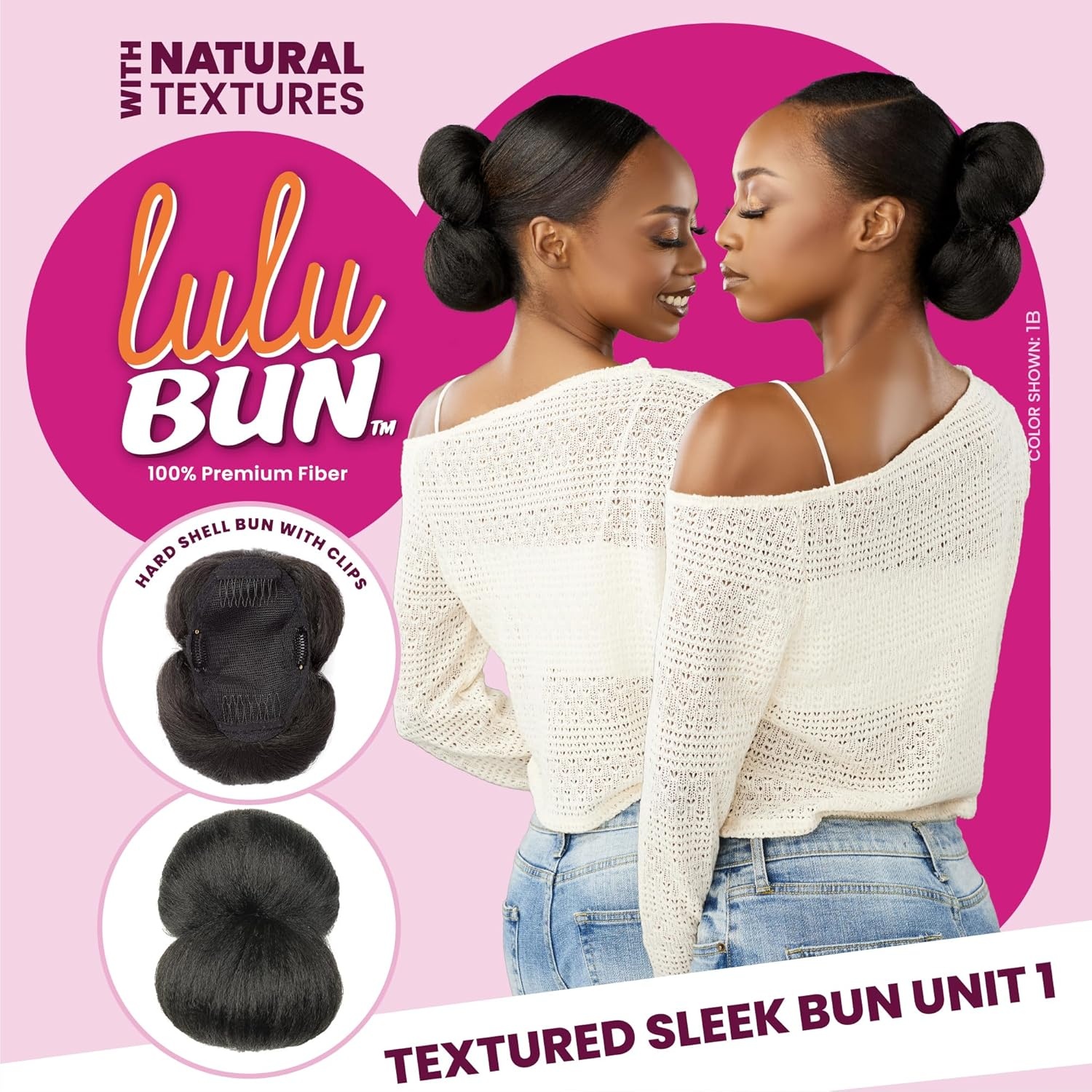 image:imageSensationnel Lulu Bun Hairextensions Sleek Bun Unit 1 Synthetic Quick and Easy Wear Hair with Natural Textures 1 JETBLACKF1B27