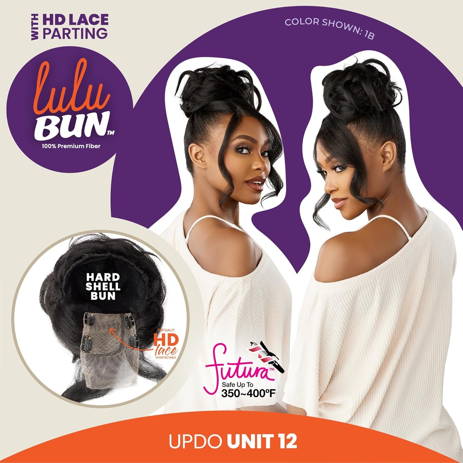 image:imageSensationnel Lulu Bun Updo Hairextensions Unit 12 Synthetic 3x35 HD Lace Parting Quick and Easy Wear Hair 1 JETBLACK2 DARKBROWN