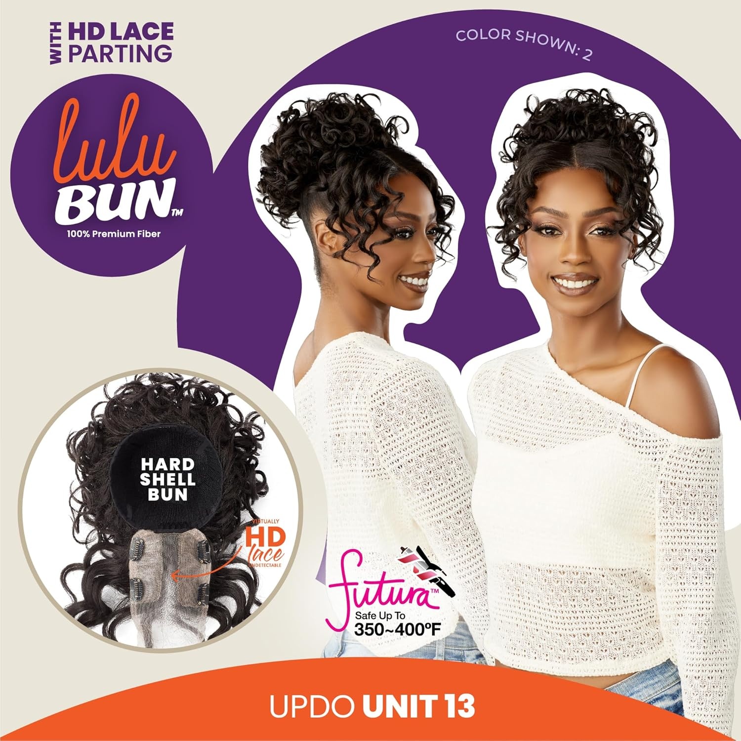 image:imageSensationnel Lulu Bun Updo Hairextensions Unit 13 Synthetic 3x35 HD Lace Parting Quick and Easy Wear Hair 1 JETBLACK2 DARKBROWN