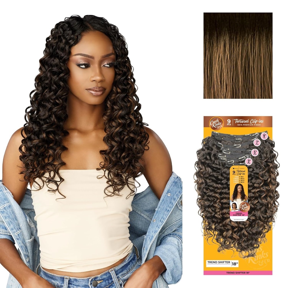 image:imageSensationnel Curls Kinksandco Clip in Trend Shifter 18 Inch 9 Piece Pack Easy to Use Clips for Natural 3c to 4c hair 1 JETBLACKTH227