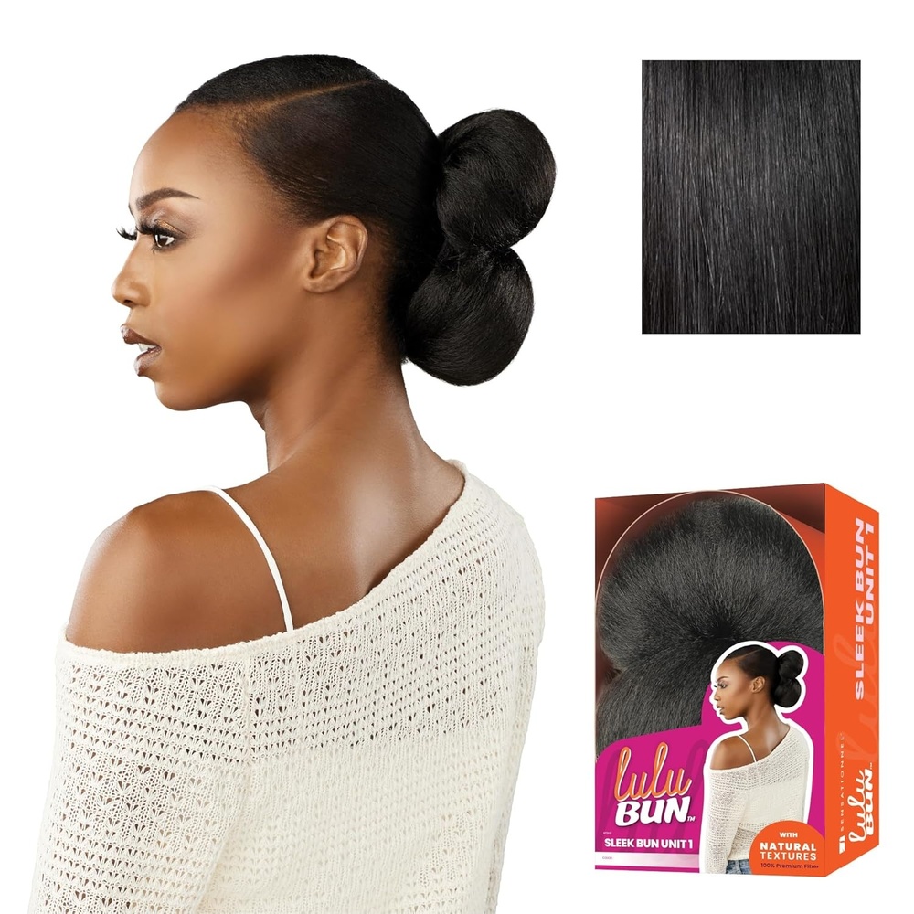 image:imageSensationnel Lulu Bun Hairextensions Sleek Bun Unit 1 Synthetic Quick and Easy Wear Hair with Natural Textures 1 JETBLACK1 JETBLACK