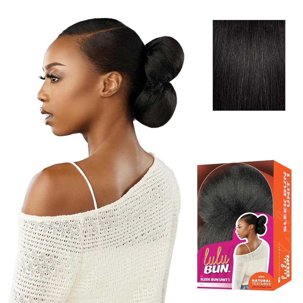 image:imageSensationnel Lulu Bun Hairextensions Sleek Bun Unit 1 Synthetic Quick and Easy Wear Hair with Natural Textures 1 JETBLACK1B OFFBLACK