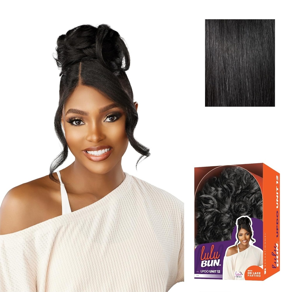 image:imageSensationnel Lulu Bun Updo Hairextensions Unit 12 Synthetic 3x35 HD Lace Parting Quick and Easy Wear Hair 1 JETBLACK1 JETBLACK