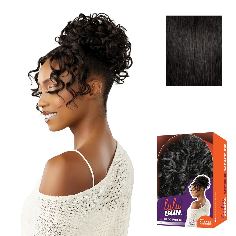 image:imageSensationnel Lulu Bun Updo Hairextensions Unit 13 Synthetic 3x35 HD Lace Parting Quick and Easy Wear Hair 1 JETBLACK1B OFFBLACK