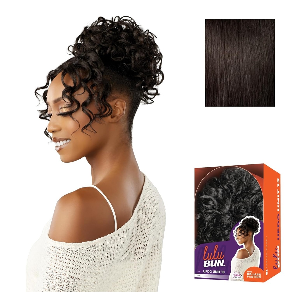 image:imageSensationnel Lulu Bun Updo Hairextensions Unit 13 Synthetic 3x35 HD Lace Parting Quick and Easy Wear Hair 1 JETBLACK2 DARKBROWN