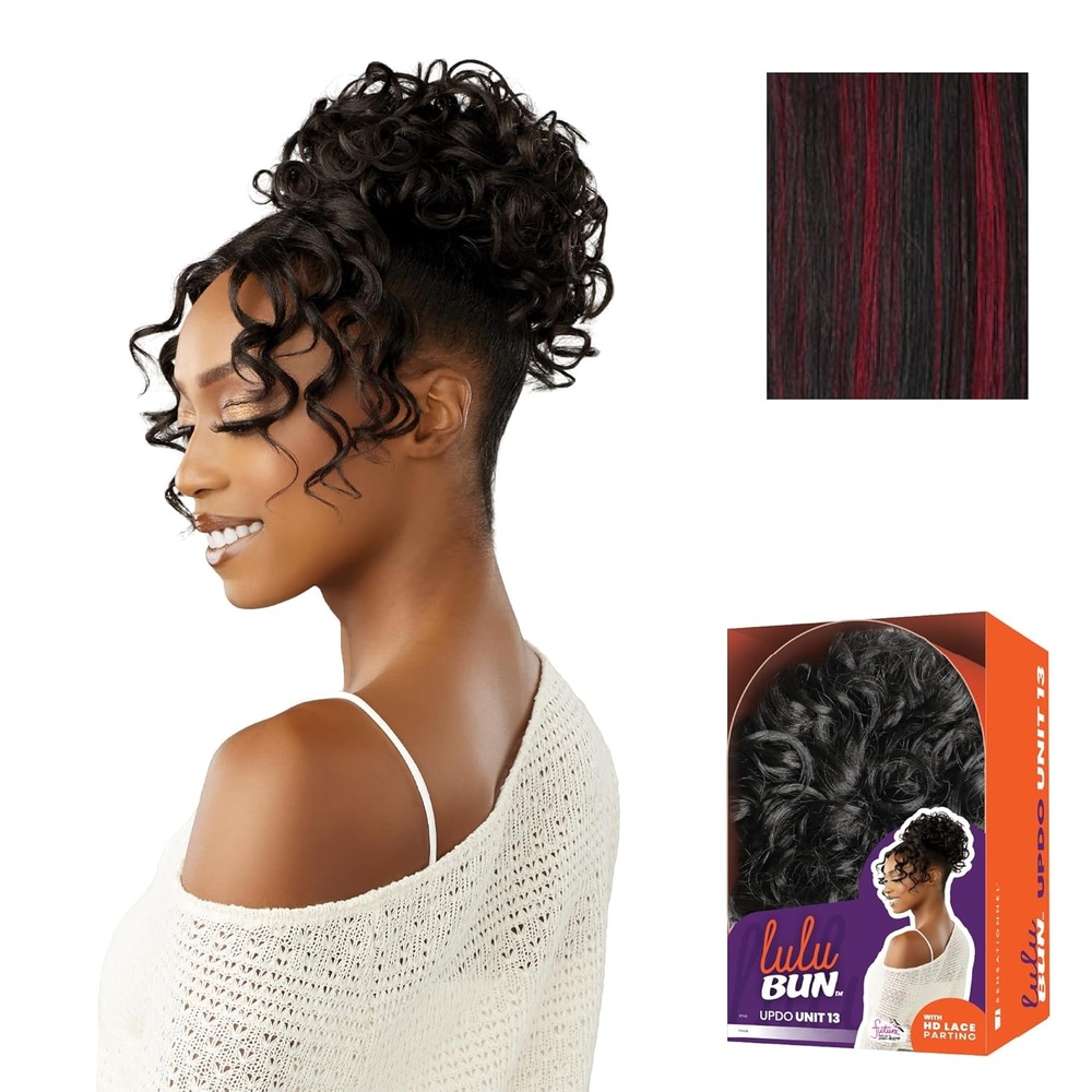 image:imageSensationnel Lulu Bun Updo Hairextensions Unit 13 Synthetic 3x35 HD Lace Parting Quick and Easy Wear Hair 1 JETBLACKF1BBG