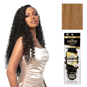 Sensationnel Empire Feather Crochet Braiding Hair – Loose Crimp Human Hair for Boho Braids and Miracle Knots Pre Separated 50 strands (10 inch, 1 JETBLACK)(27 HONEYBLONDE)