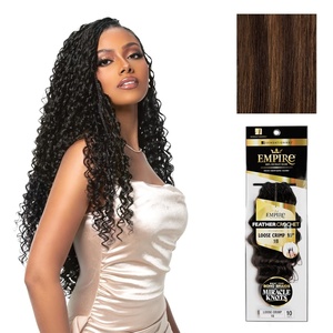 Sensationnel Empire Feather Crochet Braiding Hair – Loose Crimp Human Hair for Boho Braids and Miracle Knots Pre Separated 50 strands (10 inch, 1 JETBLACK)(S4/30)