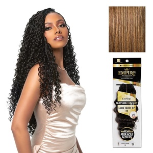 Sensationnel Empire Feather Crochet Braiding Hair – Loose Crimp Human Hair for Boho Braids and Miracle Knots Pre Separated 50 strands (10 inch, 1 JETBLACK)(S4/27)