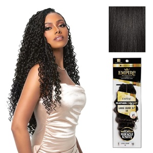 Sensationnel Empire Feather Crochet Braiding Hair – Loose Crimp Human Hair for Boho Braids and Miracle Knots Pre Separated 50 strands (10 inch, 1 JETBLACK)(1B OFFBLACK)