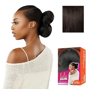 Sensationnel Lulu Bun Hairextensions – Sleek Bun Unit 1 Synthetic Quick and Easy Wear Hair with Natural Textures (1 JETBLACK)(2 DARKBROWN)