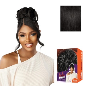 Sensationnel Lulu Bun Updo Hairextensions – Unit 12 Synthetic 3×3.5 HD Lace Parting Quick and Easy Wear Hair (1 JETBLACK)(1B OFFBLACK)
