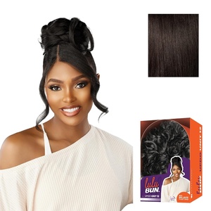 Sensationnel Lulu Bun Updo Hairextensions – Unit 12 Synthetic 3×3.5 HD Lace Parting Quick and Easy Wear Hair (1 JETBLACK)(2 DARKBROWN)