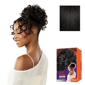 Sensationnel Lulu Bun Updo Hairextensions – Unit 13 Synthetic 3×3.5 HD Lace Parting Quick and Easy Wear Hair (1 JETBLACK)(1B OFFBLACK)