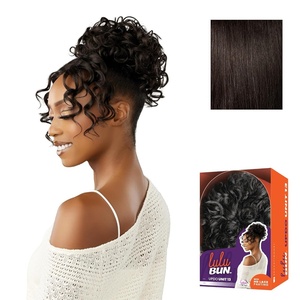 Sensationnel Lulu Bun Updo Hairextensions – Unit 13 Synthetic 3×3.5 HD Lace Parting Quick and Easy Wear Hair (1 JETBLACK)(2 DARKBROWN)