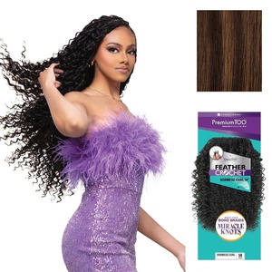 Sensationnel PremToo Feather Crochet Braidinghair – Burmese Curl Human Hair Blend with Pre Separated 50 Strands for Boho Braids and Miracle Knots (14 inch, 1 JETBLACK)(S4/30)