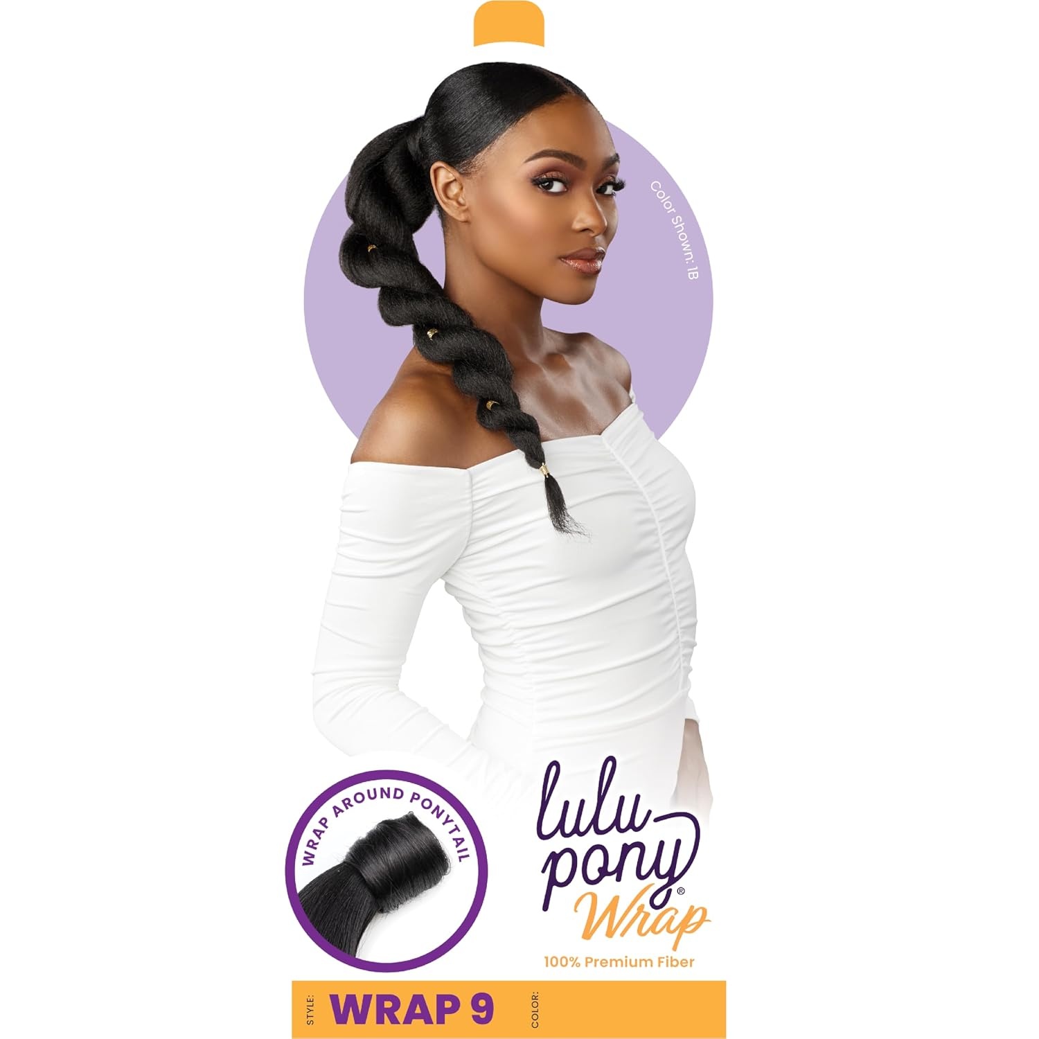 image:imageSensationnel Lulu pony wrap hairextensions 9 high heat synthetic yaki pony tail or up do hair wig piece 1B OFFBLACKSM227