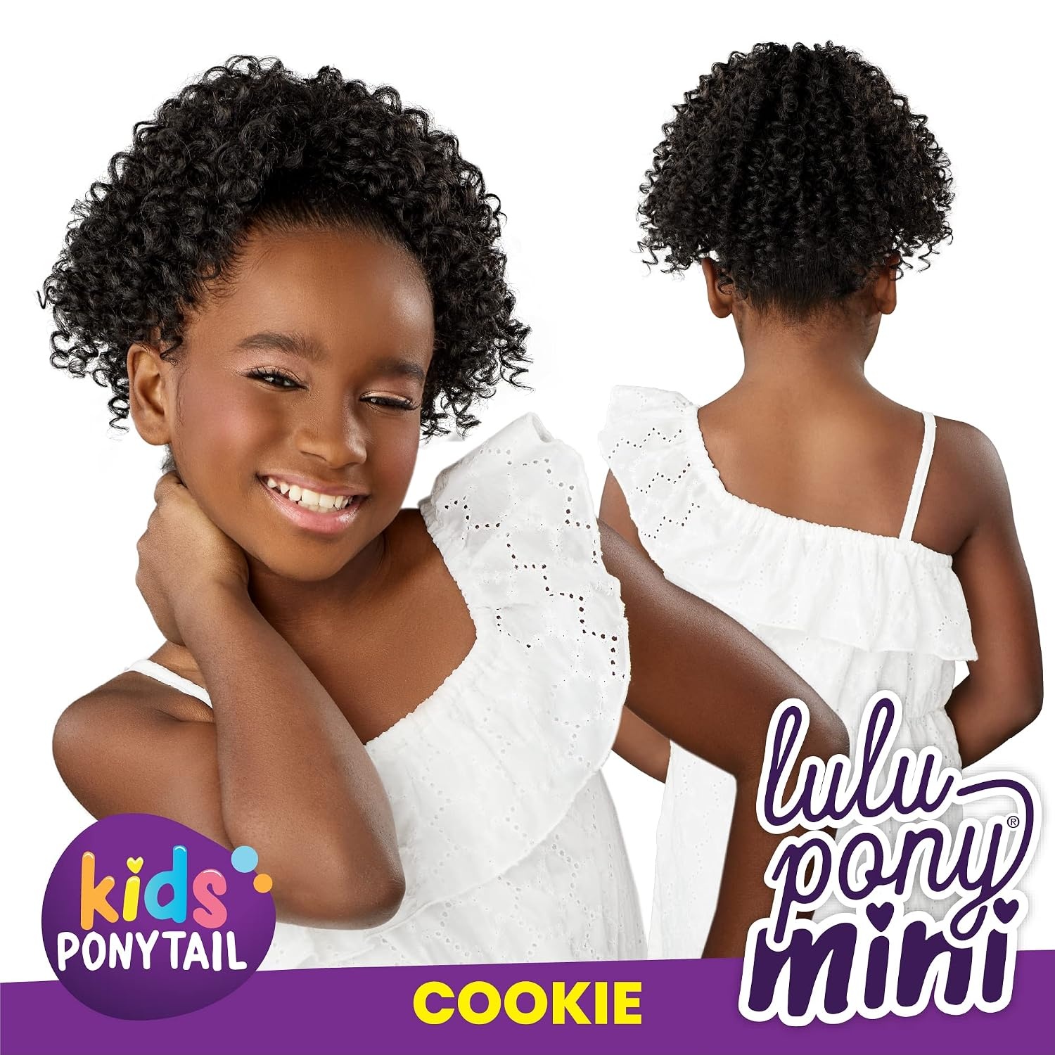 image:imageSensationnel Lulupony mini cookie ponytail drawstring for kids synthetic pony up do wig piece 1B OFFBLACK4 MEDBROWN