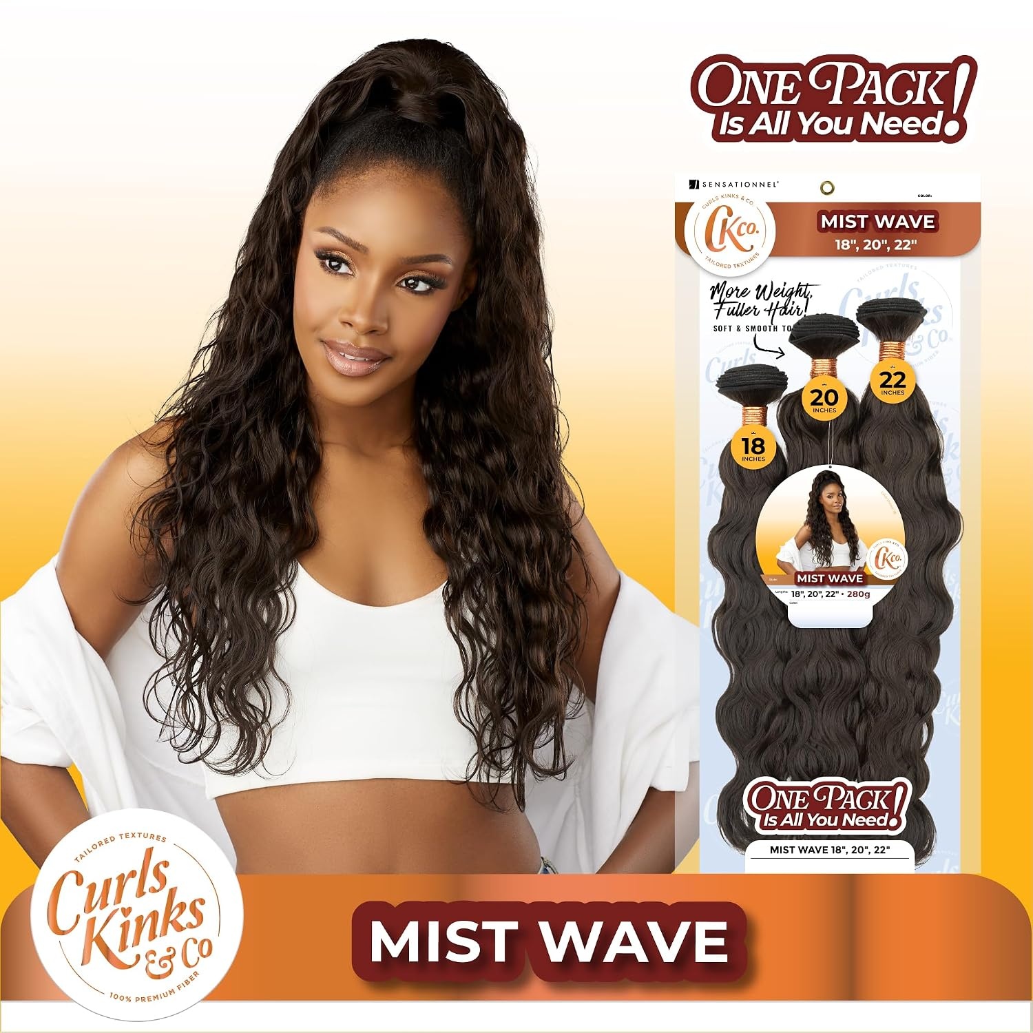 image:imageSensationnel Curls Kinksandco Synthetic Bundles Mist Wave Multibundle Quick Weave Hair for Natural 3c to 4c Textures 18 20 22 inch 1 JETBLACK4 MEDBROWN