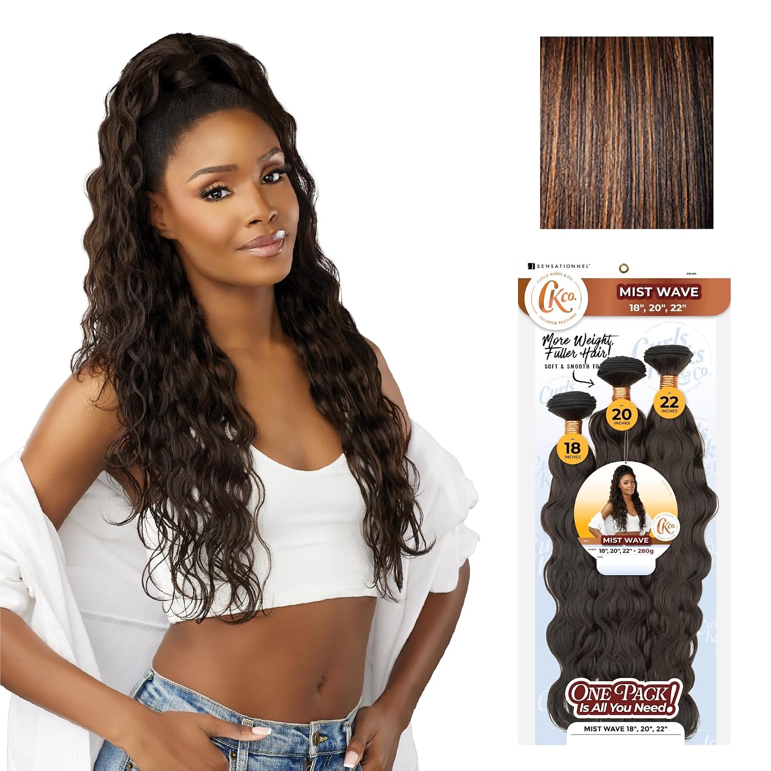 image:imageSensationnel Curls Kinksandco Synthetic Bundles Mist Wave Multibundle Quick Weave Hair for Natural 3c to 4c Textures 18 20 22 inch 1 JETBLACKS1B30