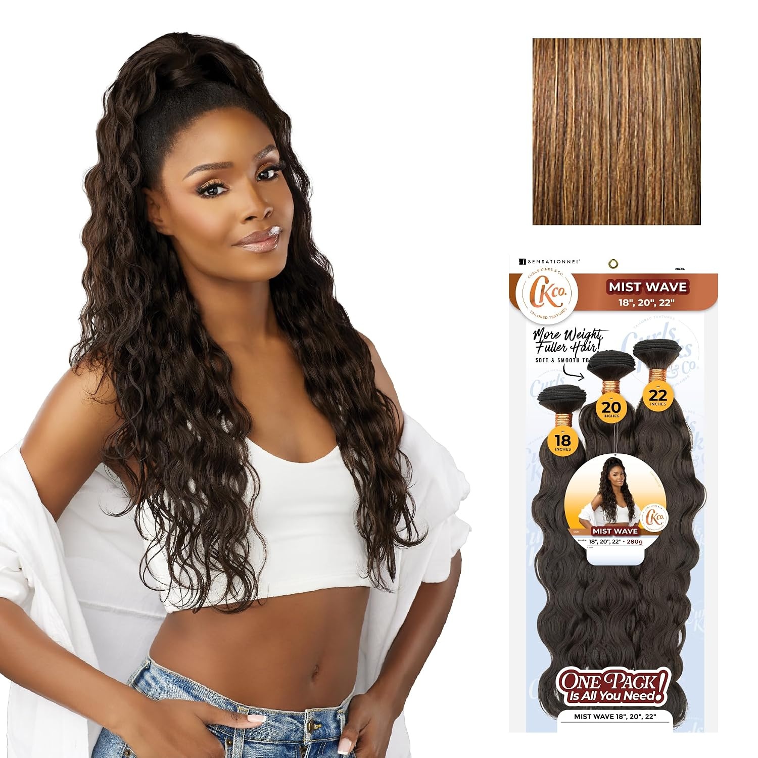 image:imageSensationnel Curls Kinksandco Synthetic Bundles Mist Wave Multibundle Quick Weave Hair for Natural 3c to 4c Textures 18 20 22 inch 1 JETBLACKS427
