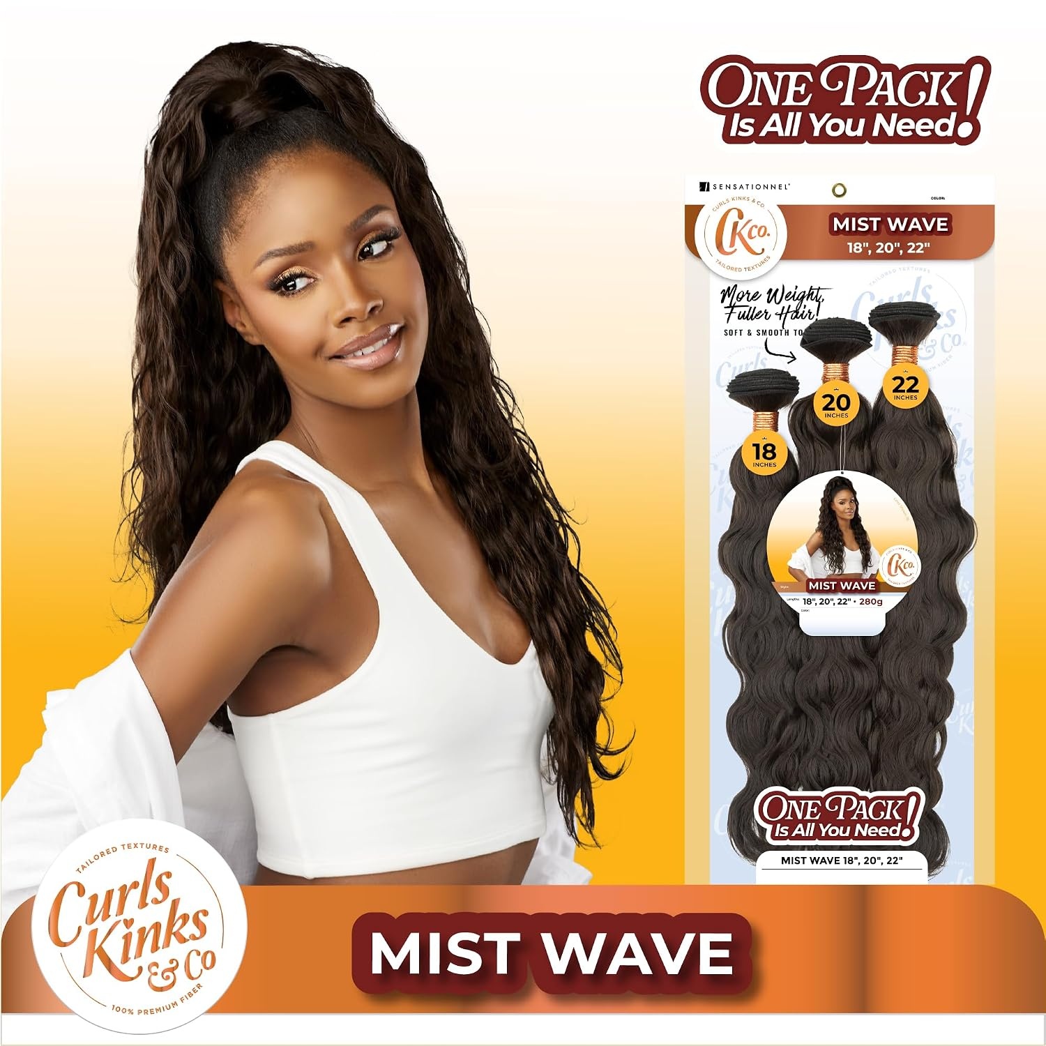 image:imageSensationnel Curls Kinksandco Synthetic Bundles Mist Wave Multibundle Quick Weave Hair for Natural 3c to 4c Textures 18 20 22 inch 1 JETBLACKS427
