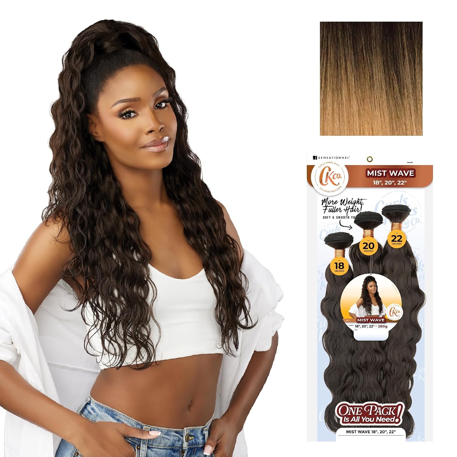 image:imageSensationnel Curls Kinksandco Synthetic Bundles Mist Wave Multibundle Quick Weave Hair for Natural 3c to 4c Textures 18 20 22 inch 1 JETBLACKT1B27