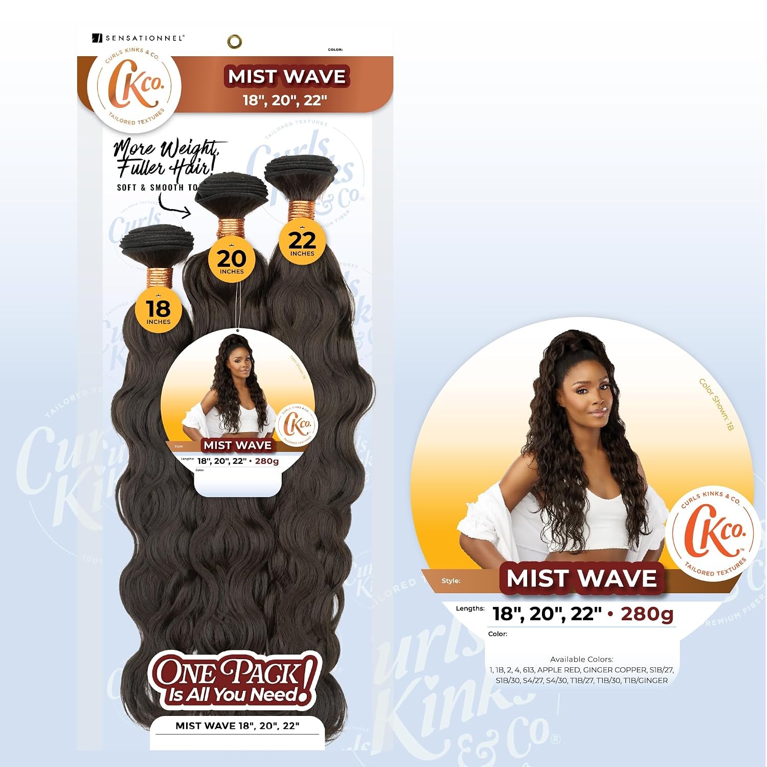 image:imageSensationnel Curls Kinksandco Synthetic Bundles Mist Wave Multibundle Quick Weave Hair for Natural 3c to 4c Textures 18 20 22 inch 1 JETBLACKT1B27