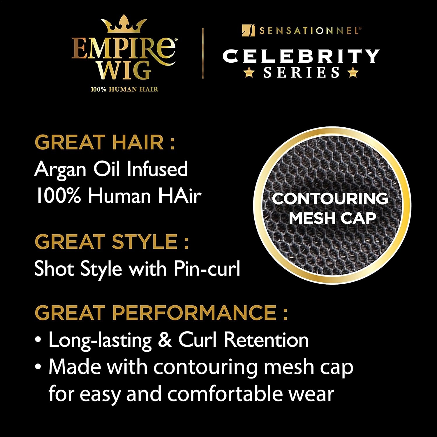 image:imageSensationnel Empire Human Hair Wig Britta Celebrity Inspired Collections PreStyled Salon Cut Hair 1 JETBLACK1 JETBLACK