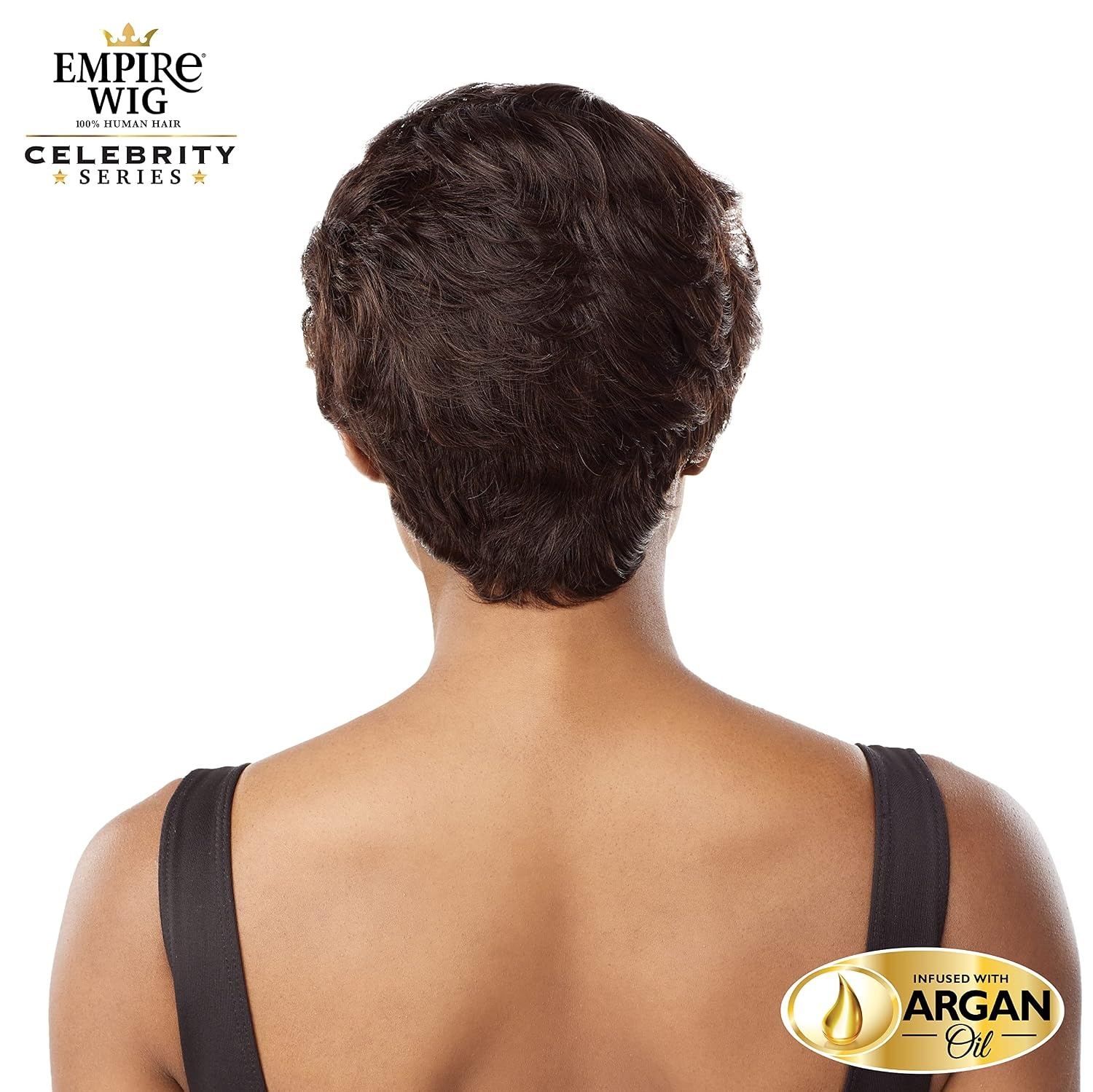 image:imageSensationnel Empire Human Hair Wig Britta Celebrity Inspired Collections PreStyled Salon Cut Hair 1 JETBLACKT2350